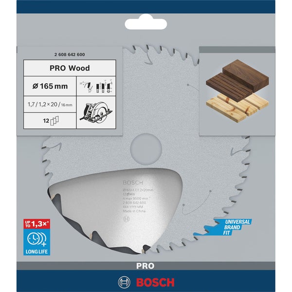Bosch Kreissägeblatt Pro Wood, Durchmesser 165 Millimeter