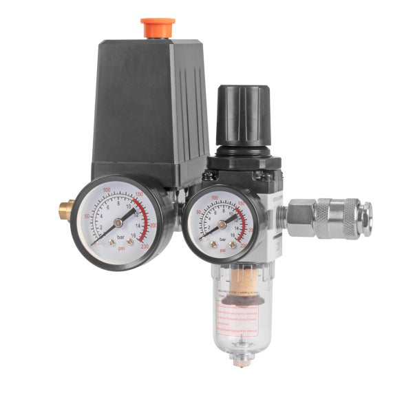 STAHLWERK Druckschalter 0-10 bar Druckregler mit Manometer für Kompressoren