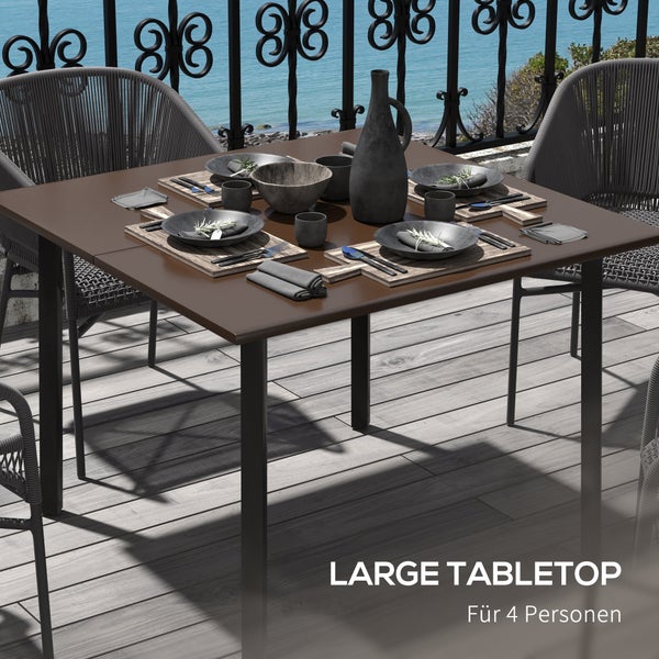 Outsunny Beistelltisch, 100L x 100B x 72H cm, Stahl, braun