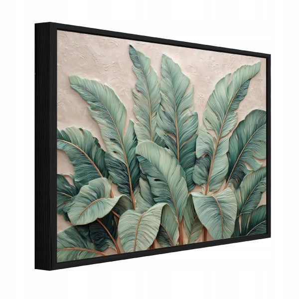 Wandbild mit Pflanzenmotiven und schwarzem Rahmen