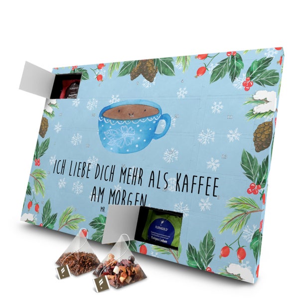 Mr. & Mrs. Panda Tee Adventskalender Kaffee Tasse - Blau Pastell