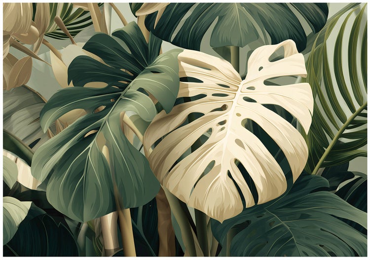 Illustration von tropischen Monstera-Blättern.