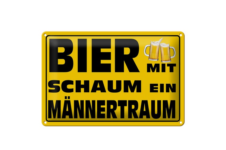 Blechschild Spruch 30x20cm Bier mit Schaum ein Männertraum