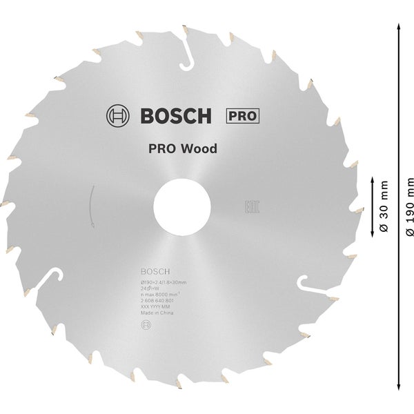 Bosch Pro Holzsägeblatt, 190 Millimeter Durchmesser