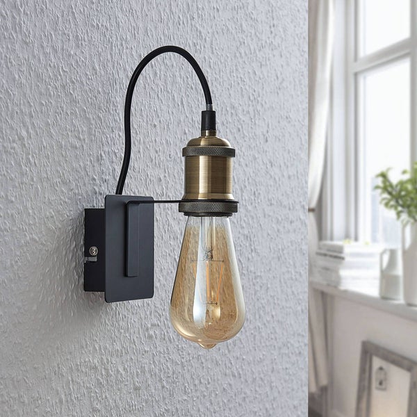 Lindby Wandleuchte, Wandlampe Innen Aurella (Retro Vintage Antik) in Bronze aus Metall (1 flammig E27) - Wandstrahler Wandbeleuchtung Schlafzimmer / Wohnzimmer Wohnzimmerleuchte