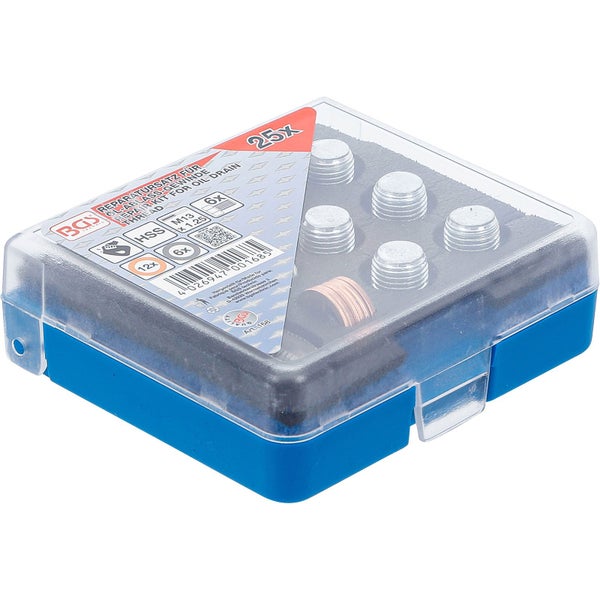 BGS Technic Reparaturset für Ölablassgewinde im blauen Gehäuse