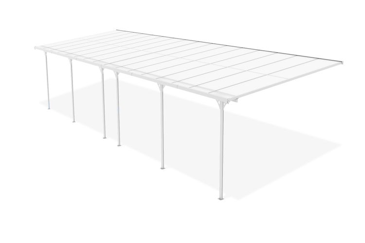 Angebaute Pergola/Carport 30m² KLEO 1000L300 Aluminium Weiß