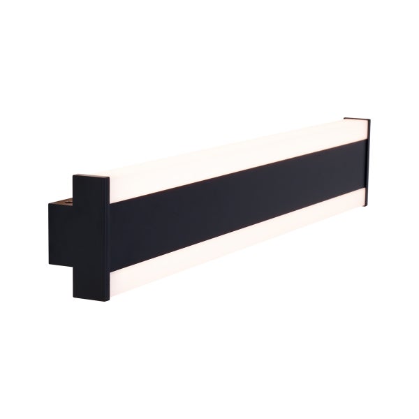Rechteckige, schwarze LED-Wandleuchte mit zwei Lichtstreifen.