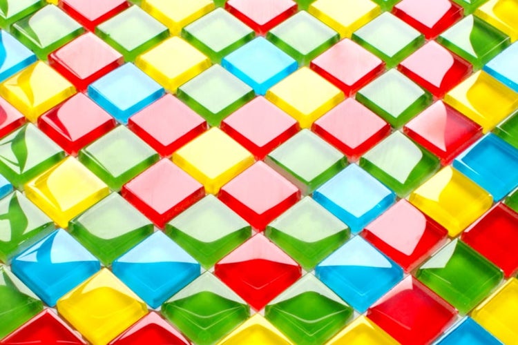 Glasmosaik auf Netz für Bad und Küche 30cm x 30cm  - Legoland