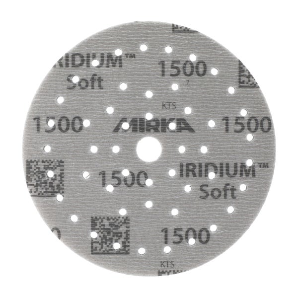 Mirka Iridium Soft Schleifscheiben Ø 150 mm / Korn P1500 / Klett Multifit / 20 Stück / schaumbasiertes Schleifmittel für präzises Trockenschleifen, Klarlackschliff, Finish