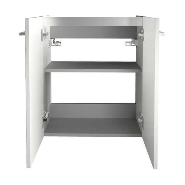 Fackelmann SCENO Gäste-WC Set 2 Teile – Waschtischunterschrank in Weiß mit Waschbecken aus Keramik – SBC Waschbeckenunterschrank schmal – 2 Türen – Hahnloch links – 55 cm breit