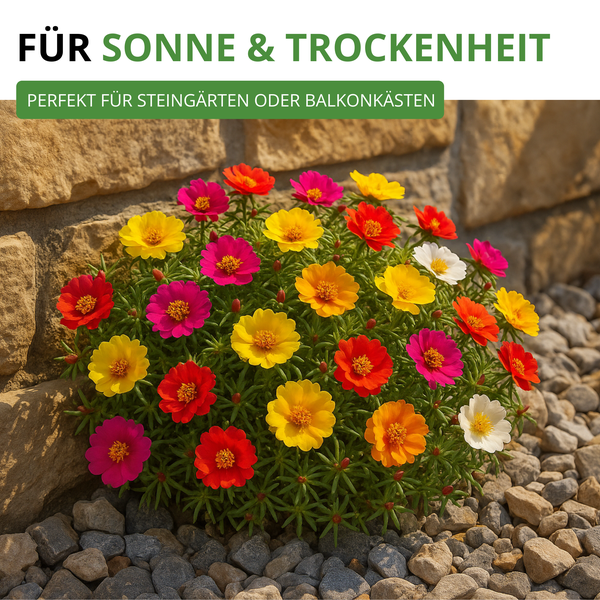 Mittagsblumen in verschiedenen Farben, geeignet für Steingärten oder Balkonkästen.