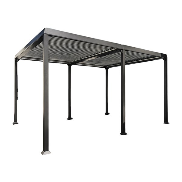 Home Deluxe - Lamellenpavillon - CANNES, Maße: 400 x 303 x 223 cm, inkl. Handkurbel, Gestell: Aluminium I Terrassenüberdachung Pergola Sonnenschutz