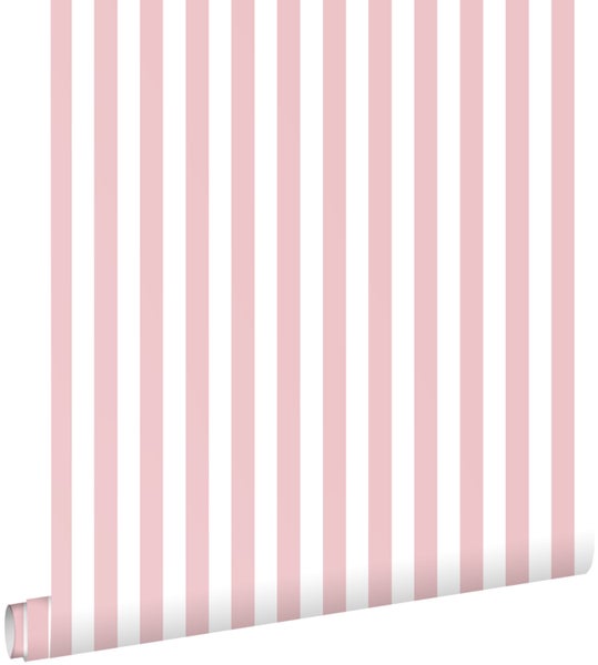 ESTAhome Tapete Streifen Rosa und Weiß - 50 x 900 cm - 130951