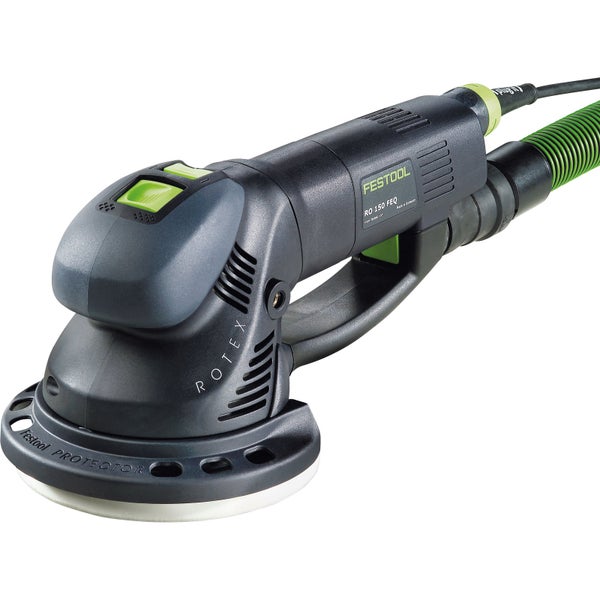 Festool Getriebe-Exzenterschleifer Rotex RO 150 FEQ mit Absaugschlauch und Netzkabel.