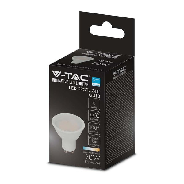 V-TAC VT-271-N - GU10 LED-Strahler - Milchig - 110° - Samsung - IP20 - Weiß - 10W - 1000 Lumen -