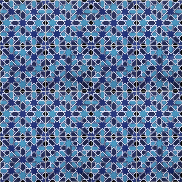 Muster aus türkisfarbenen und marineblauen Fliesen