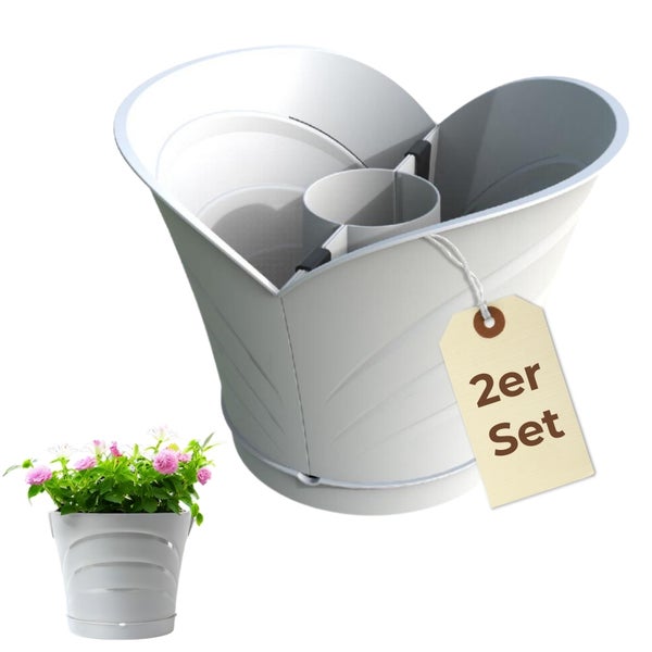 Zweiteiliges Pflanzgefäßset mit Bewässerungssystem