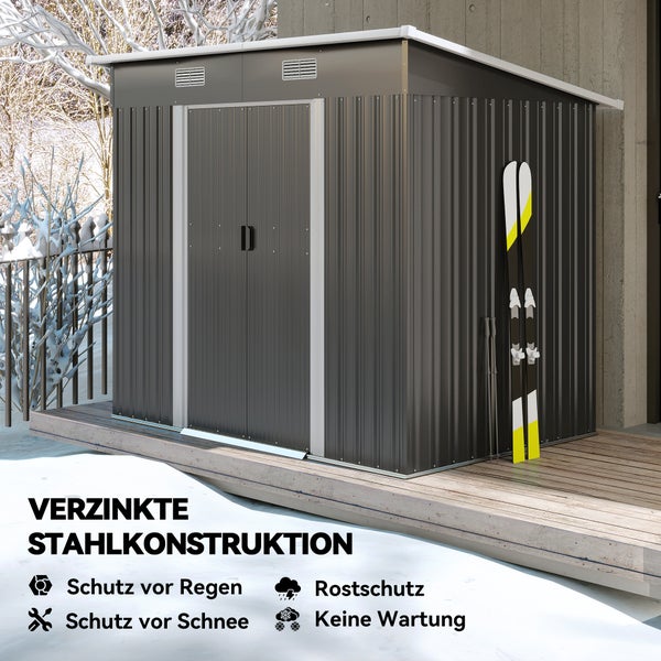 Gartenschrank aus verzinktem Stahl mit Regenschutz, Schneeschutz, Rostschutz und ohne Wartung