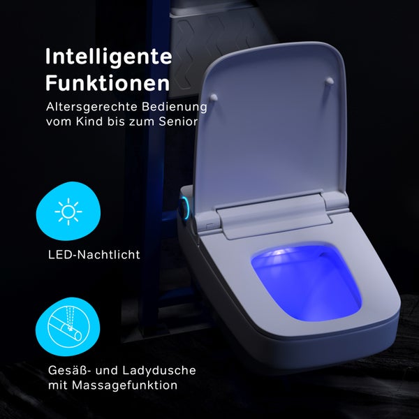 AM.PM Wand-WC  Wand-WC mit TouchReel E-Sitz, Sitzheizung und Beleuchtung Inspire V2.0 FlashClean Tiefspül-WC Spülrandlos CCCIB1700SCAG Inspire 2.0