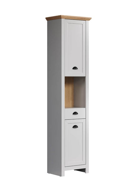 Landside Badschrank 2 Türen, 1 Schublade, 1 Fach, grau. 46 X 33 X 191 cm