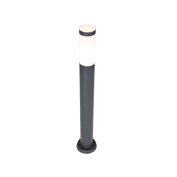 Moderne LED-Pollerleuchte in Anthrazit für den Außenbereich, zylindrisches Design mit weißem Diffusor.