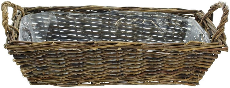 Dekoleidenschaft Pflanzkasten aus Weide, eckig, 53 cm lang, natur, Balkonkasten, Blumenkasten für Draußen, Pflanzgefäß