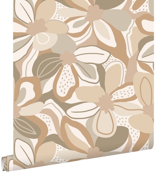 ESTAhome Tapete Blumenmuster Beige - 50 x 900 cm - 139628