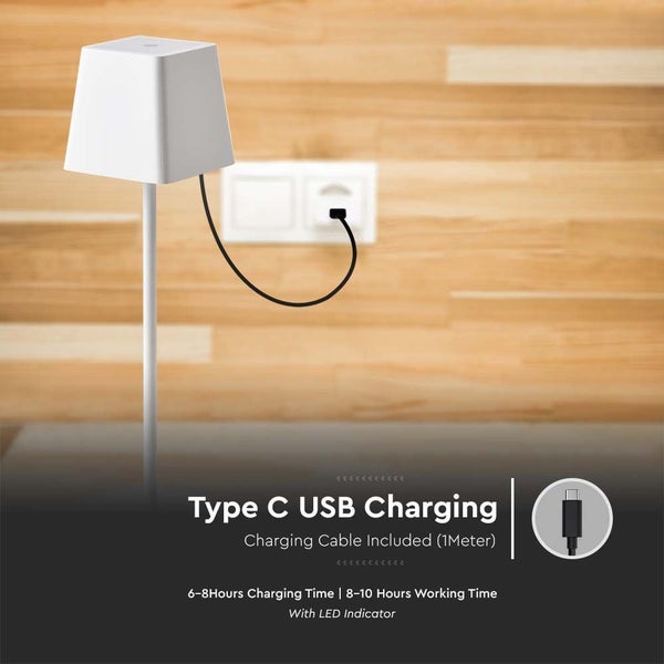 Tischleuchte mit USB-C-Ladefunktion und Ladekabel