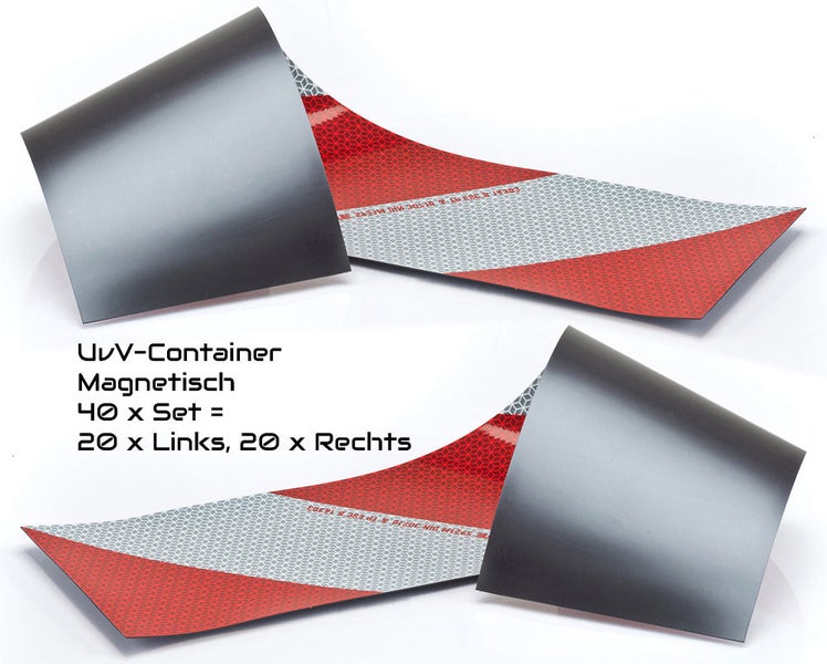 Container Warnfolie ORAFOL hochwertige Folie selbstklebend oder magnetisch / Magnetisch / 40er Set (je 20 x links/rechts)