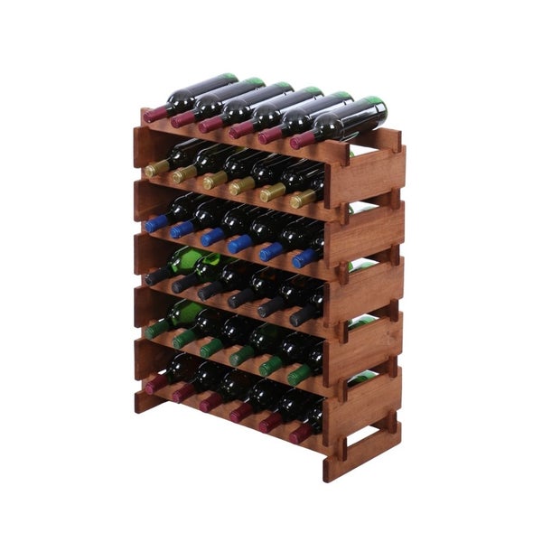 Weinregal VINOTECA FLEX PRO HxBxT 79x65x28cm 36 Flaschen auf 6 Ebenen Massives Kiefernholz Braun geölt