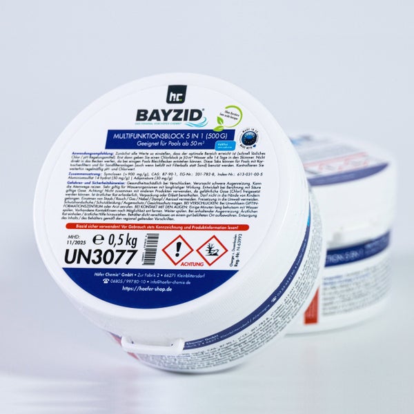 Bayzid Multifunktionsblock 5 in 1, geeignet für Pools ab 50 Kubikmeter, Höfer Chemie Logo