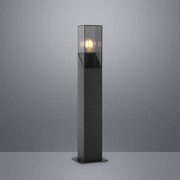 Lucande Außenleuchte Fiola (spritzwassergeschützt (Modern) in Schwarz aus Aluminium (1 flammig, E27) - Wegeleuchte Pollerleuchte Wegelampe Sockelleuchte