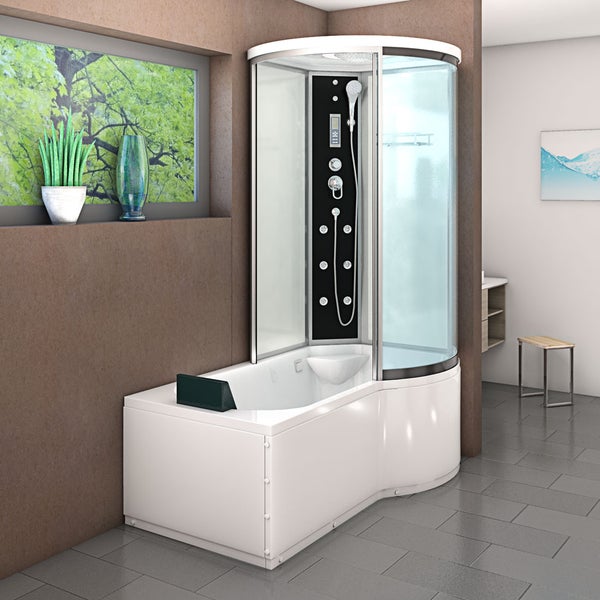 Wanne Dusche Kombination Weiß K55-L01 170x100