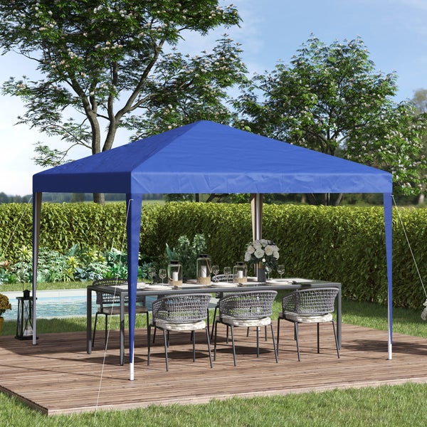 Outsunny Pavillon ca. 3x3m, wasserabweisend Stabil Winterfest Pop-up Faltpavillon, UV Schutz, Faltbar Partyzelt Gartenzelt mit Tasche, Gartenpavillon für Camping Garten, Blau