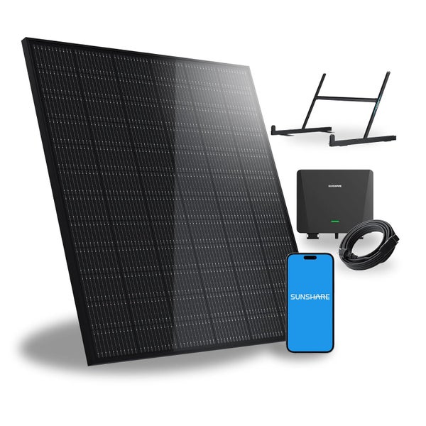 Photovoltaikanlage mit Solarmodul, Wechselrichter, Montagesystem und Verbindungskabel