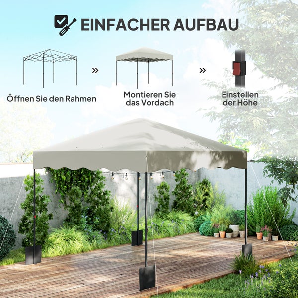 Outsunny Pavillon ca.3x3m, wasserabweisend Stabil Winterfest Pop-up Faltpavillon mit UV Schutz 50+, Faltbar Partyzelt Gartenzelt mit Rolltasche, Gartenpavillon für Camping Garten, Cremeweiß