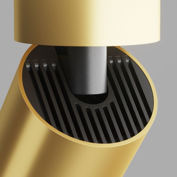 Detailaufnahme einer Leuchte mit Lamellenstruktur