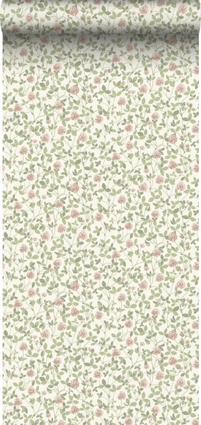 Borastapeter Tapete Blumen Rosa und Grün - 53 cm x 10.05 m - 662674