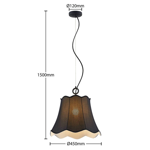 Lucande Pendelleuchte Binta (Retro, Vintage Antik) in Alu aus Textil (1 flammig E27) - Hängeleuchte Esstischlampe Hängelampe Wohnzimmerleuchte