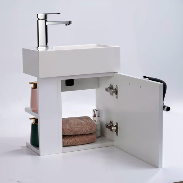 Gäste-WC Badmöbel Waschbecken mit Unterschrank und Ablagefächer Handwaschbecken