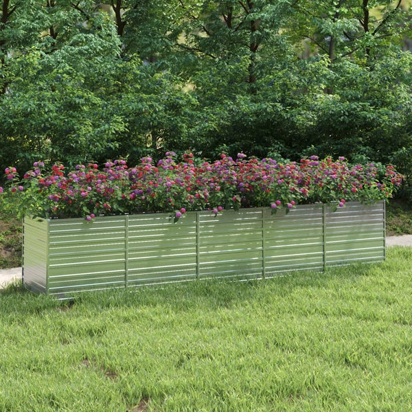 Garten-Hochbeet 400x80x77 cm Verzinkter Stahl Silber