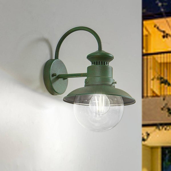 Lindby Wandleuchte außen (Laterne) Celinor (spritzwassergeschützt (Landhaus, Vintage Rustikal) in Grün aus Metall (1 flammig E27) - Außenwandleuchten Wandlampe Led Außenlampe Outdoor