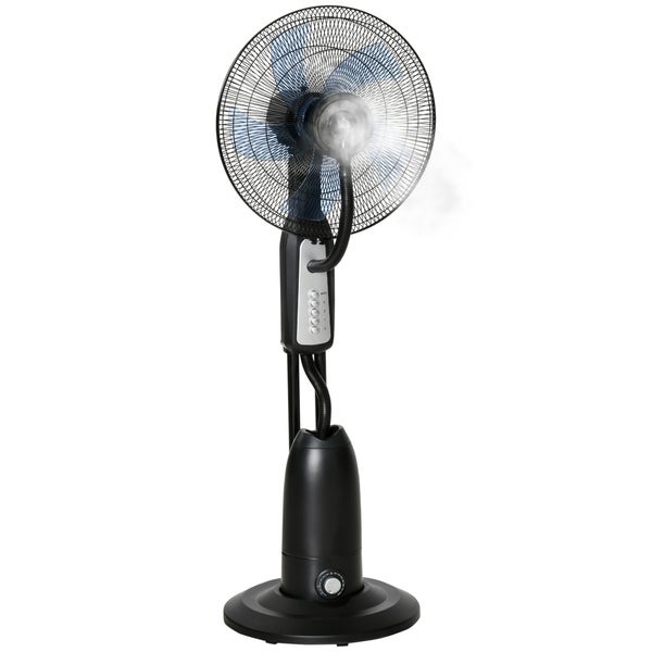 HOMCOM Standventilator mit 2,8 Liter Wasserkühlung 90 W Ventilator mit Nebelfunktion Lüfter Verstellbarer Neigungswinkel Metall Schwarz+Silber Höhe 120 cm