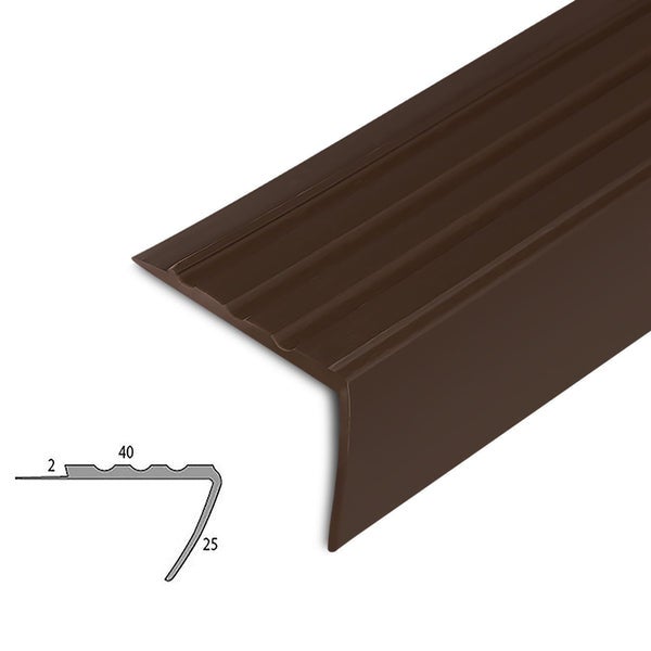 FLOORDIREKT Stufenkantenprofil Toronto - Treppenkantenprofil - Braun - 4 x 2,5 x 100 cm