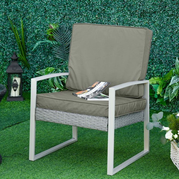 Outsunny 2er-Set Sitzkissen, 56 x 52 cm Stuhlkissen mit Reißverschluss, Stoffbezug, 7cm dick Polsterauflage, waschbar Sitzpolster für Haus, Garten, Auto, Büro, Sofa, Stühle, Dunkelgrau