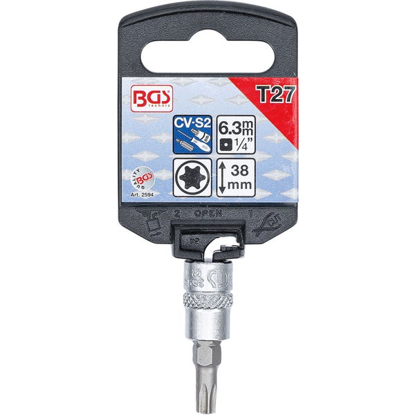 BGS Bit-Einsatz Antrieb Innenvierkant 6,3 mm (1/4) T-Profil (für Torx) T27 - 2594