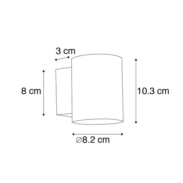 Technische Zeichnung einer Wandleuchte mit Maßangaben.