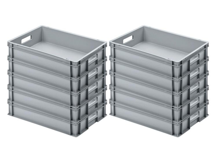 PROREGAL Eurobehälter mit Offenem Griff HxBxT 12 x 40 x 60 cm 21 Liter Grau Eurobox Transportbox