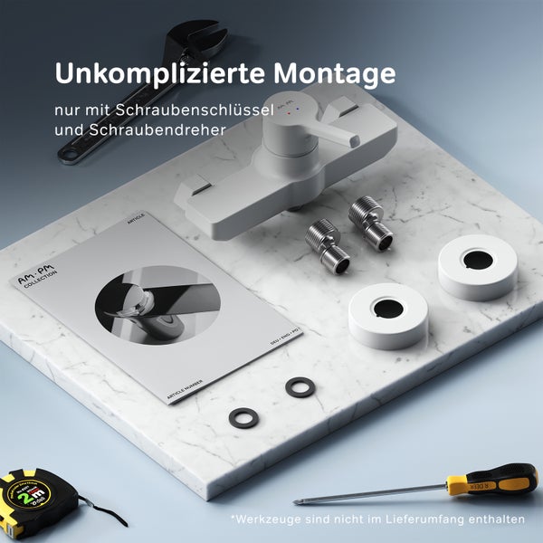 Einhebel Duscharmatur AM PM für Wandmontage mit Maßangaben 150 plus minus 15 Millimeter und 132 Millimeter